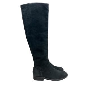 Born Women Boots Borman Riding Knee High‎ Distressed Black Leather Low Heel 5.5M